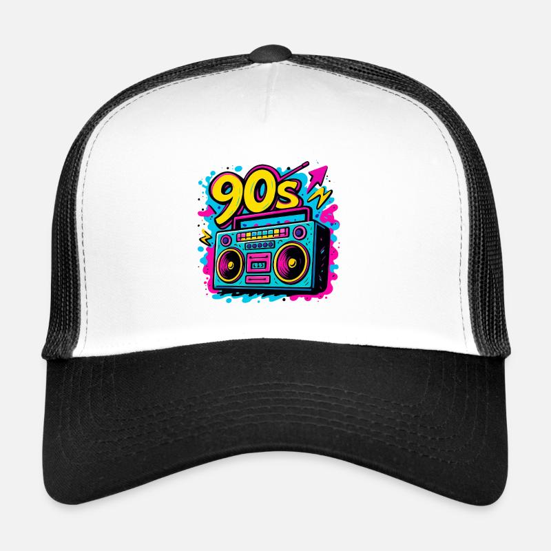 Boombox der 90er - Trucker Cap - Weiß/Schwarz
