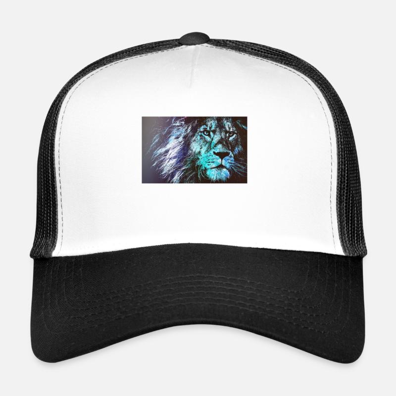 Löwe blau - Trucker Cap - Weiß/Schwarz