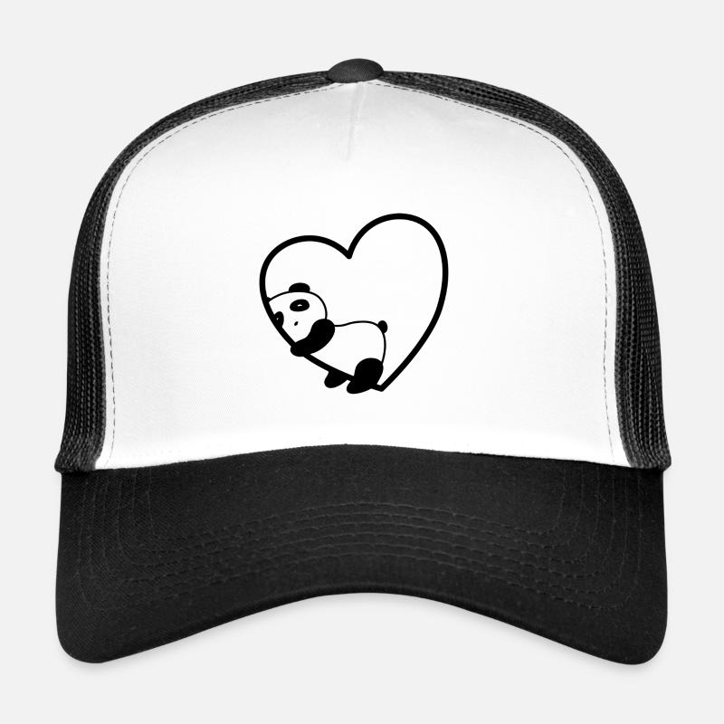 Panda coeur amour végétalien ours doux cadeau Valentin Casquette trucker 