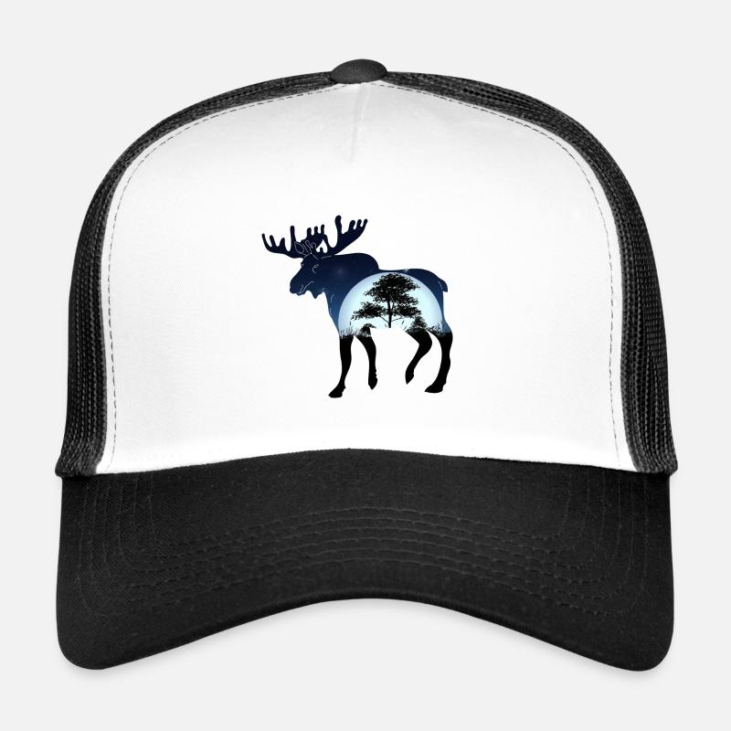 Moose at night Trucker Cap