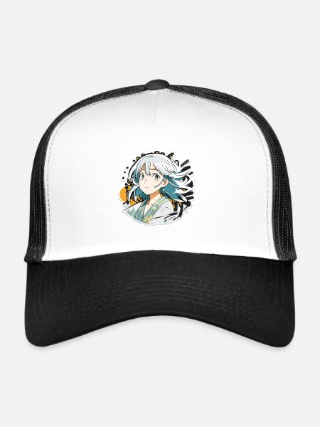 Anime / Comic / Japanese / Animation / Cartoon - Trucker Cap - white/black - Front