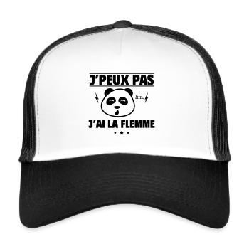 j peux pas j ai la flemme - Casquette trucker  - blanc/noir - Devant