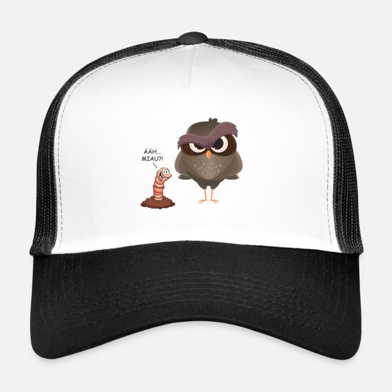 ÄÄH Miau?! Lustiges Vogel und Wurm Geschenk - Trucker Cap - Weiß/Schwarz
