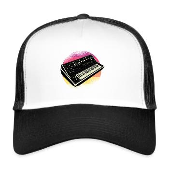 Synthesizer Analog Modular Vintage Retrowave - Trucker Cap - white/black - Front