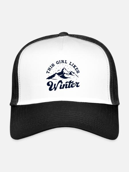 Une fille aime le thé douillet des fêtes d'hiver - Casquette trucker  - blanc/noir - Devant