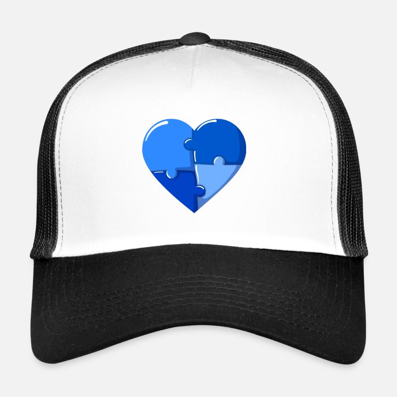 Autism heart Blue Puzzle Trucker Cap
