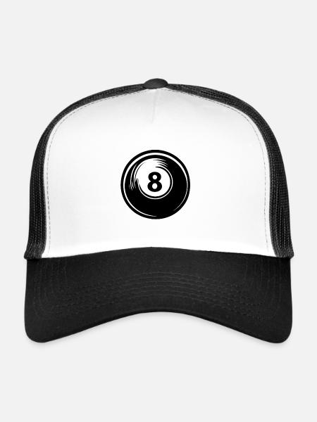 Billiard Table / Billiard Ball / 8 Ball / Pool / Kö - Trucker Cap - white/black - Front