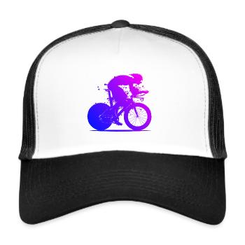 Herren Rennradfahrer Rennradfahren Roadbike - Trucker Cap - Weiß/Schwarz - Vorne