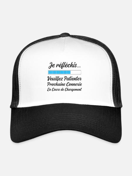 Prochaine connerie en Cours Cadeau Humour Original - Casquette trucker  - blanc/noir - Devant