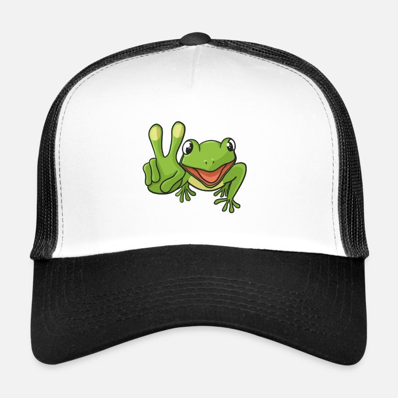 Frosch Peacezeichen - Trucker Cap - Weiß/Schwarz