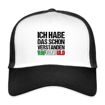 Italien Italiener Vaffanculo - Trucker Cap - Weiß/Schwarz - Vorne