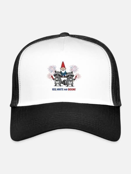 Raccoon 4th of July Fireworks Party - Trucker Cap - white/black - Front
