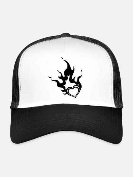 burning heart - Trucker Cap - white/black - Front