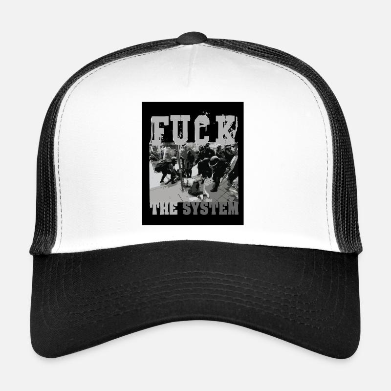 FUCK THE SYSTEM - Trucker Cap - Weiß/Schwarz