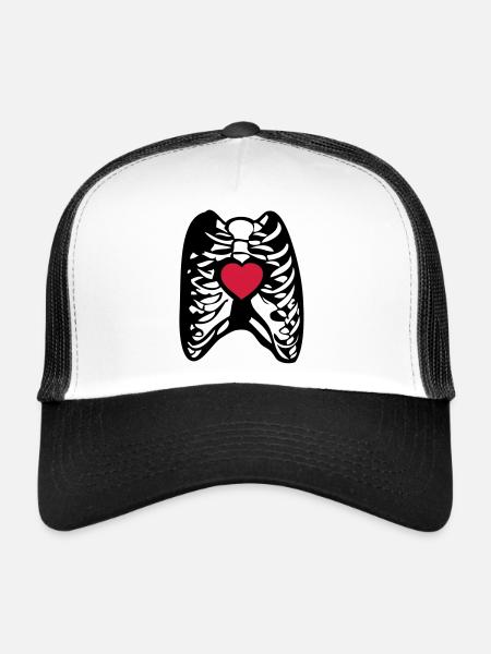 Skeul human skeleton human heart - Trucker Cap - white/black - Front