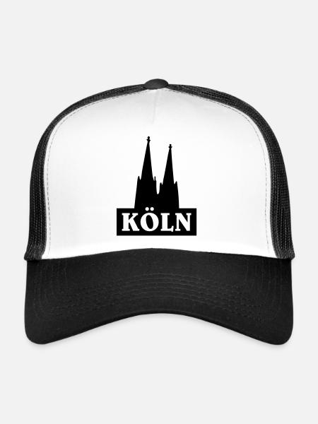 Köln Logo mit dem Kölner Dom - Trucker Cap - Weiß/Schwarz - Vorne