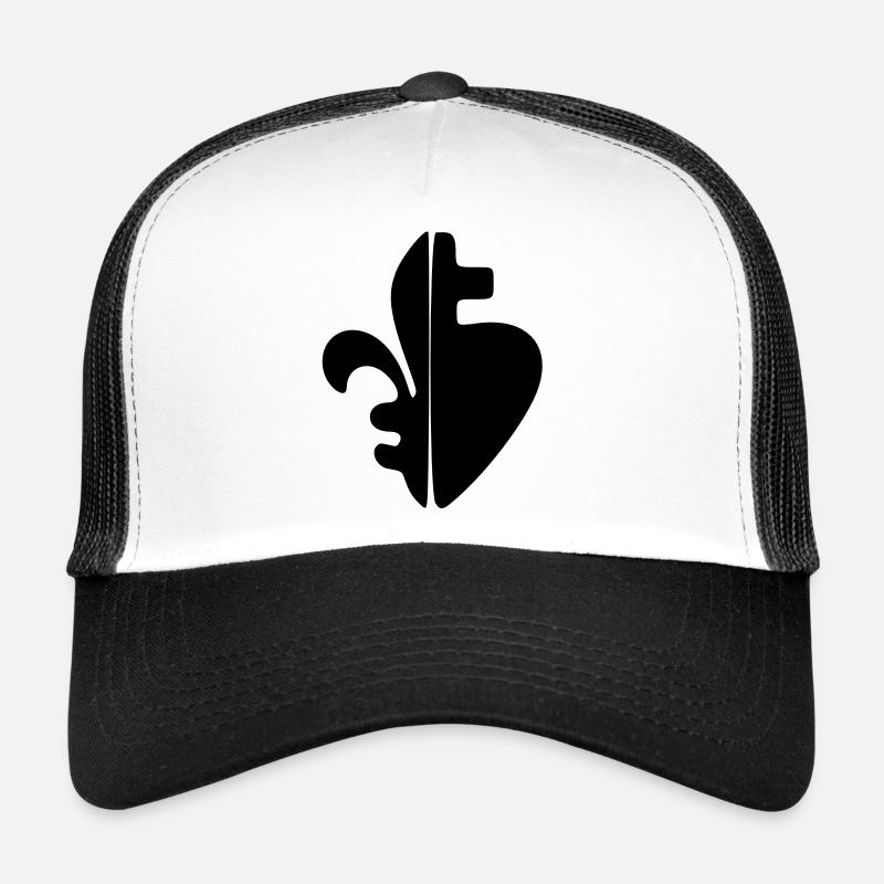 Sacre-Coeur & Fleur de Lys - Casquette trucker  - blanc/noir