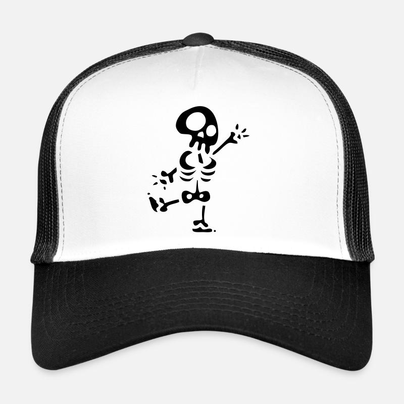 squelette - Casquette trucker  - blanc/noir
