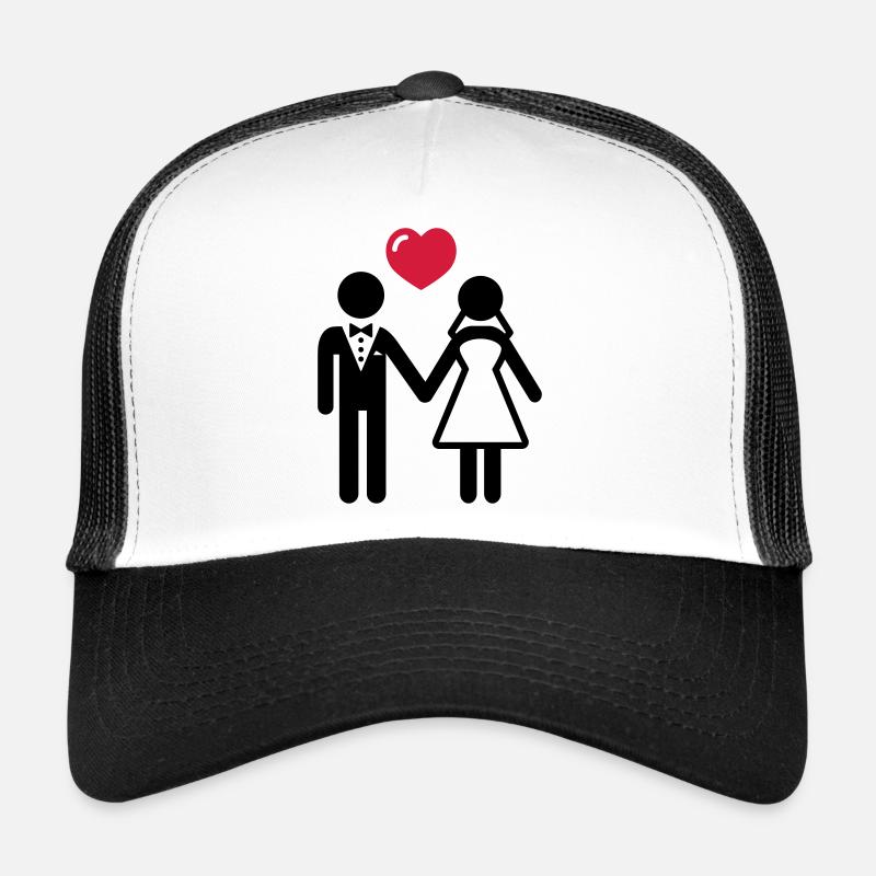Bride and groom with heart Trucker Cap