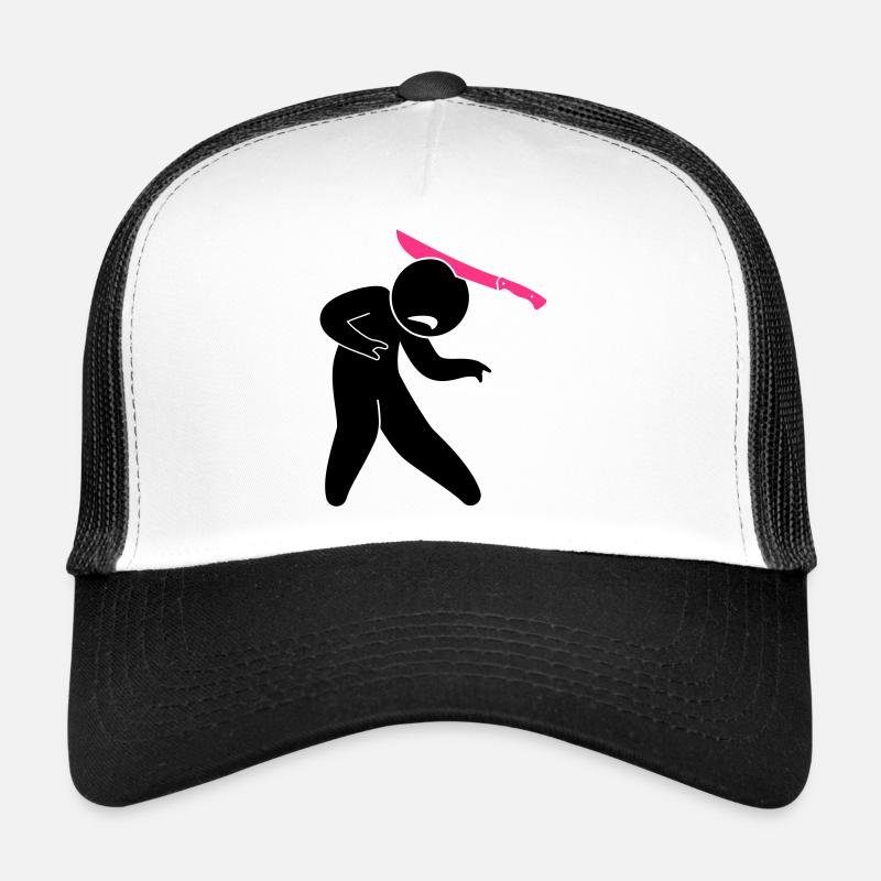 A zombie in the head with a machete Trucker Cap