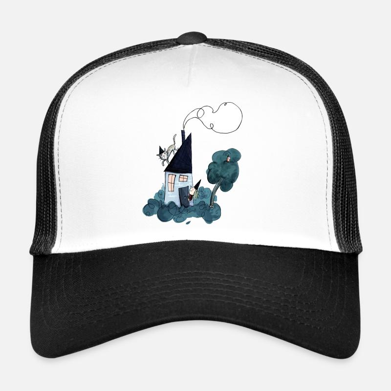 Haexenhaus mit Katze - Trucker Cap - Weiß/Schwarz