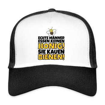 Real men do not eat honey! They are chewing bees! - Trucker Cap - white/black - Front