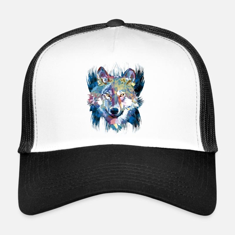 Polygon Wolf - Schöner grauer Wolf in Blau Trucker Cap