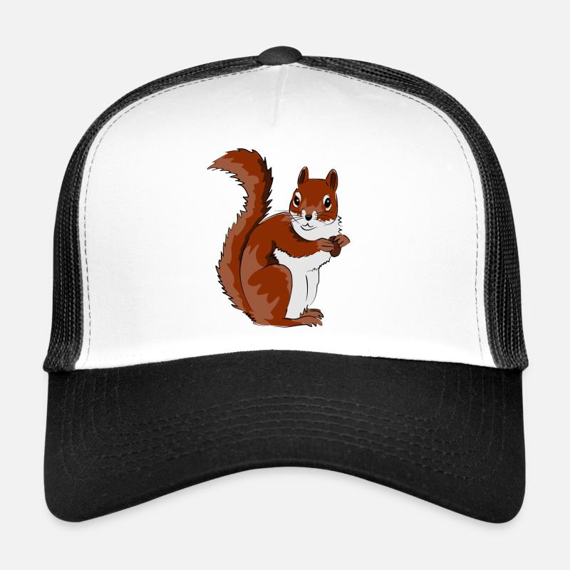 Niedliche Eichhörnchen Illustration - Trucker Cap - Weiß/Schwarz