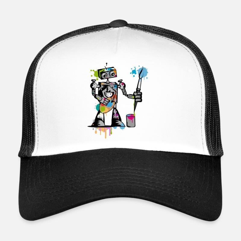 Roboter mit einem Pinsel - Trucker Cap - Weiß/Schwarz