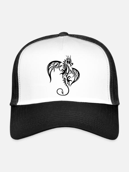 Dragon avec des ailes. - Casquette trucker  - blanc/noir - Devant