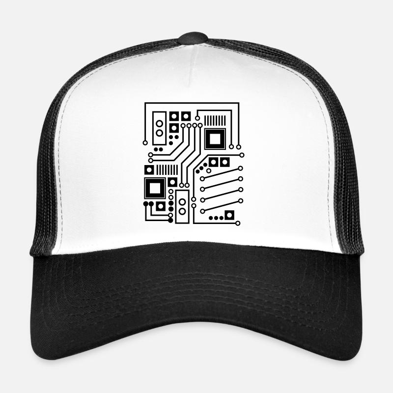 Platine Platinenmuster CPU Computer Shirt Geschenk - Trucker Cap - Weiß/Schwarz