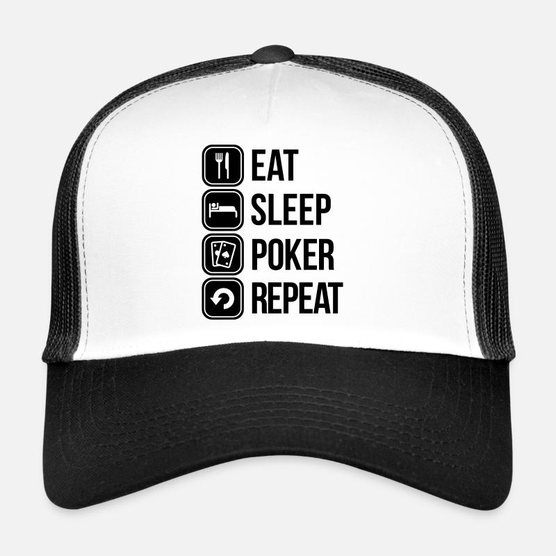 eat sleep poker repeat - Trucker Cap - Weiß/Schwarz