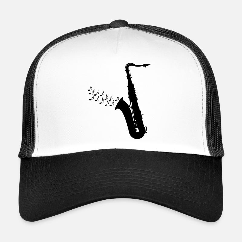 Saxophone / Jazz / Music - Trucker Cap - white/black