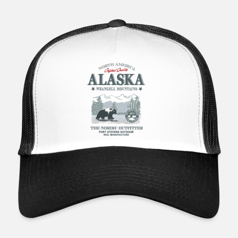 Alaska - Grizzly Bear - Trucker Cap - Weiß/Schwarz