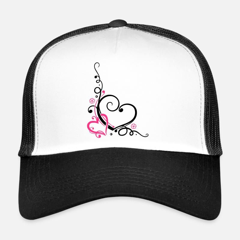 Deux coeurs avec des fleurs Casquette trucker 
