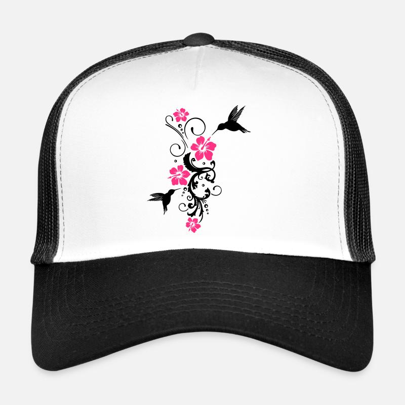 Colibri avec des fleurs d'hibiscus Casquette trucker 