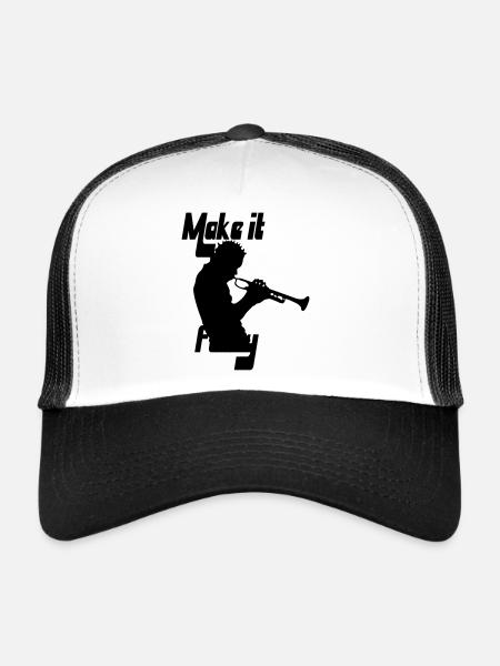 Trompettiste Funk - Casquette trucker  - blanc/noir - Devant