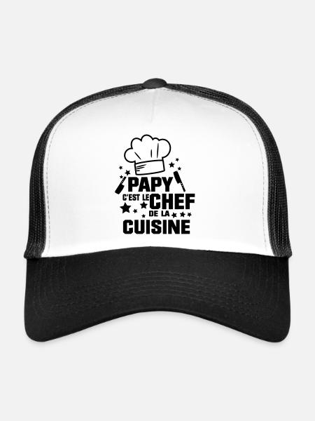 PAPY LE CHEF - Casquette trucker  - blanc/noir - Devant