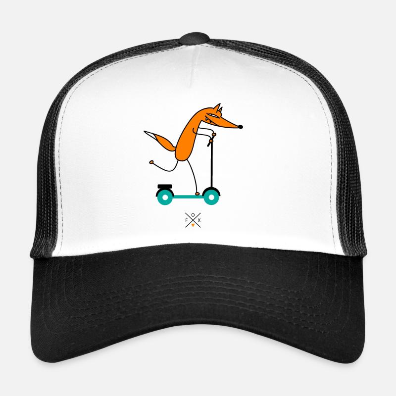 Fuchs fährt Roller - Trucker Cap - Weiß/Schwarz