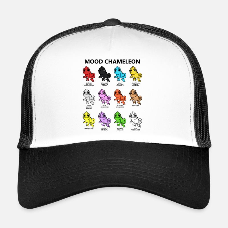 Mood Moody Chameleon Characters Funny Animals - Trucker Cap - white/black