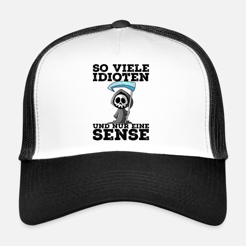 Sensenmann Zu viele Idioten - Trucker Cap - Weiß/Schwarz