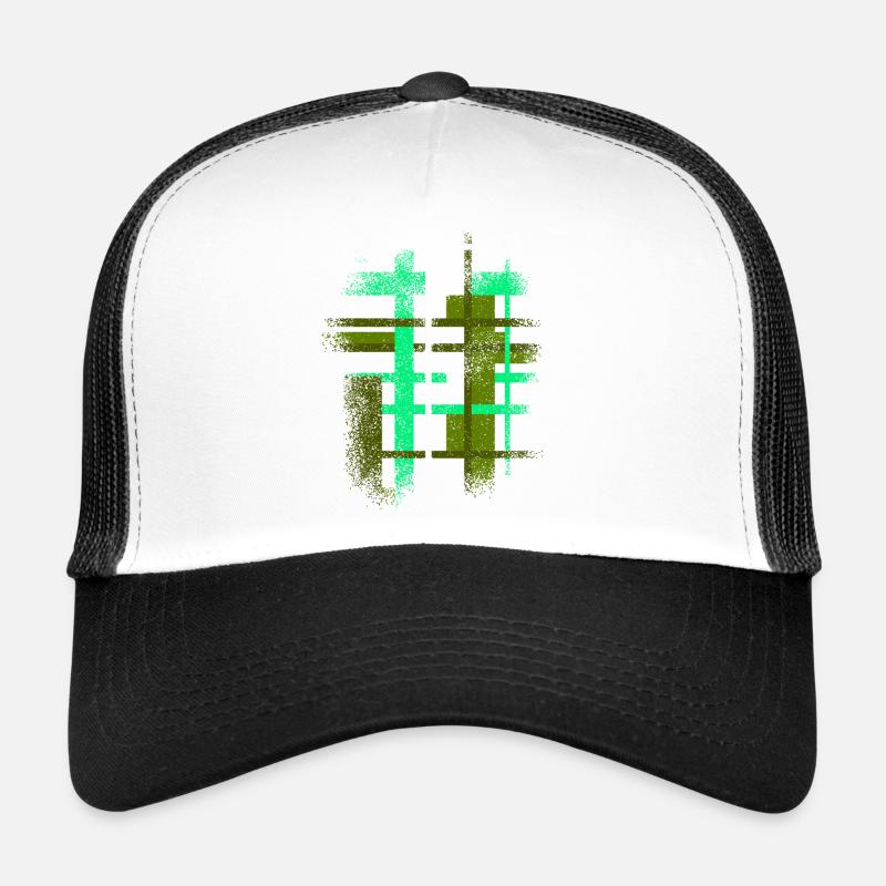 Abstrakt Cyber VINTAGE Hintergrund Design - Trucker Cap - Weiß/Schwarz