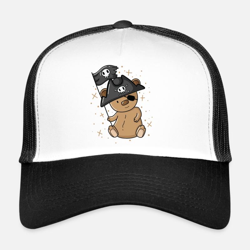 Pirate Teddy Bear with Pirate Hat Eye Patch Trucker Cap