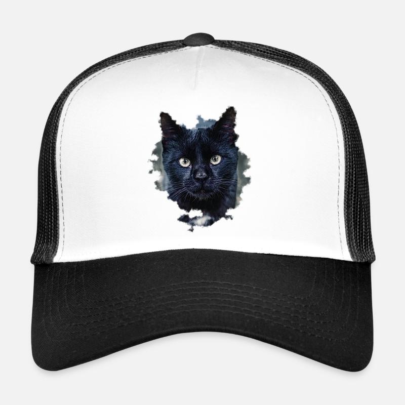blackcat/ chat noir - Casquette trucker  - blanc/noir