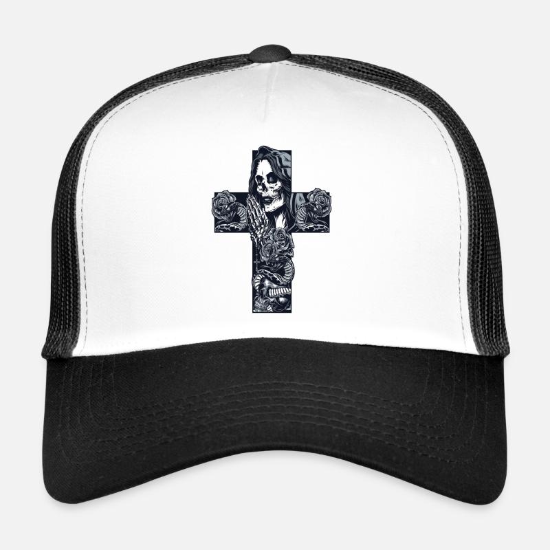 Skull skull skulls skull bones - Trucker Cap - white/black