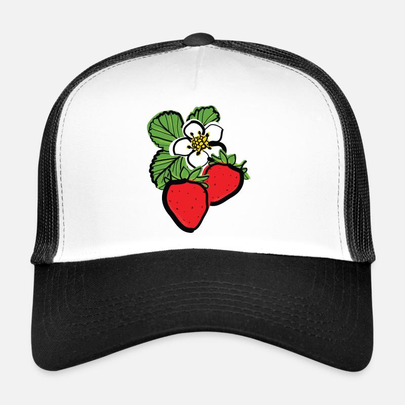 Erdbeeren Früchte - Trucker Cap - Weiß/Schwarz