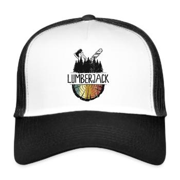 Bûcheron Bûcheron Bois Tronçonneuse Forêt Hachette - Casquette trucker  - blanc/noir - Devant
