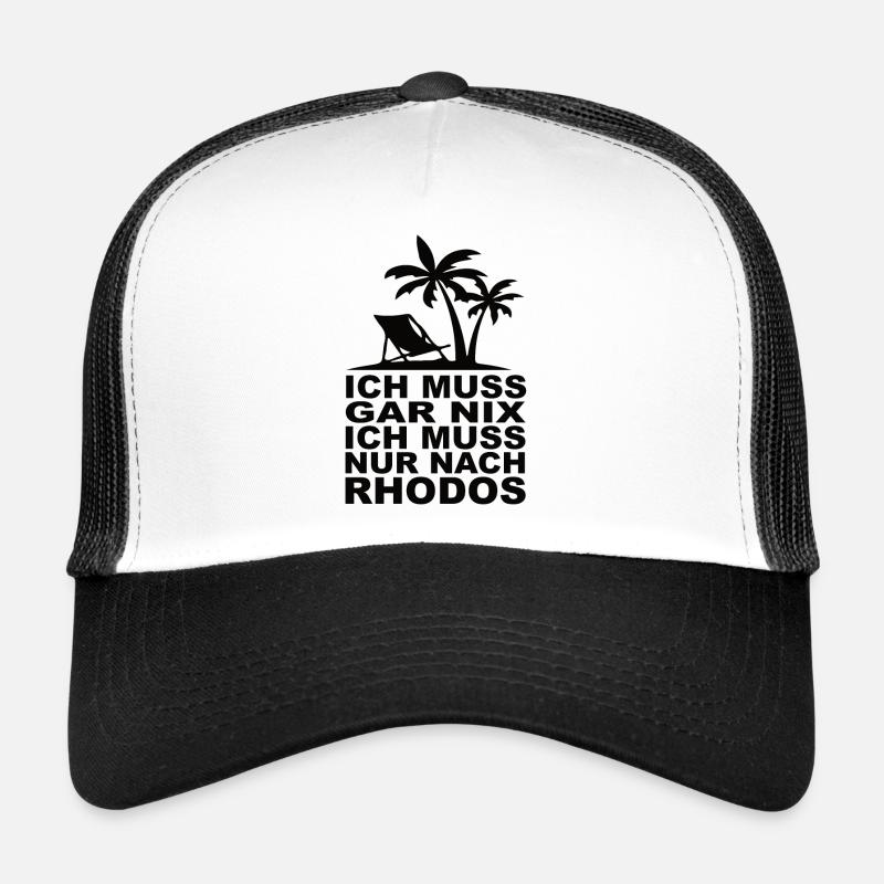 Rhodos Urlaub - Trucker Cap - Weiß/Schwarz