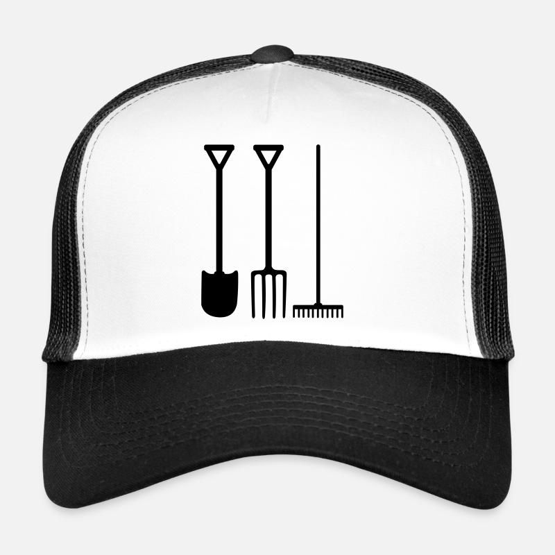 Outils de jardin pelle râteau et fourche Casquette trucker 