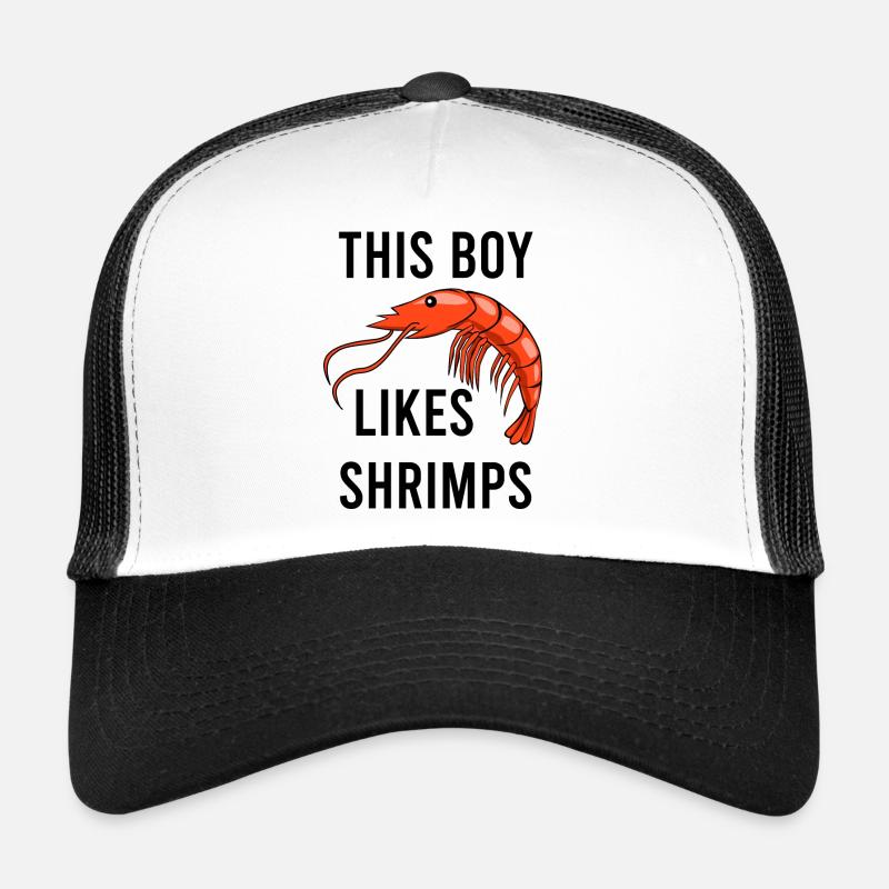 Junge mag Garnelen und Garnelen Meeresfrüchte - Trucker Cap - Weiß/Schwarz